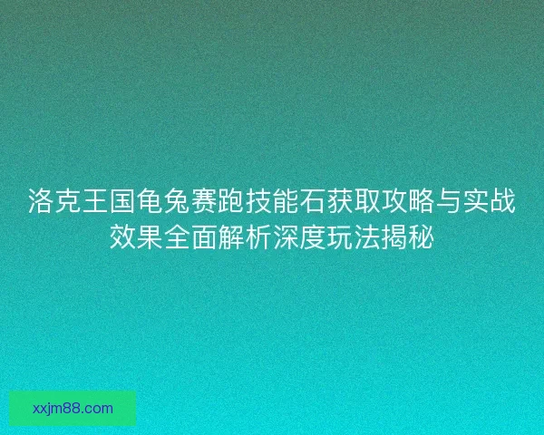 洛克王国龟兔赛跑技能石获取攻略与实战效果全面解析深度玩法揭秘