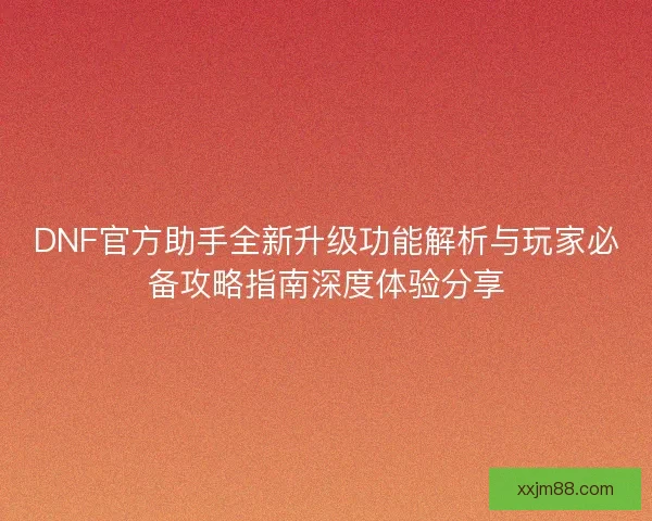 DNF官方助手全新升级功能解析与玩家必备攻略指南深度体验分享
